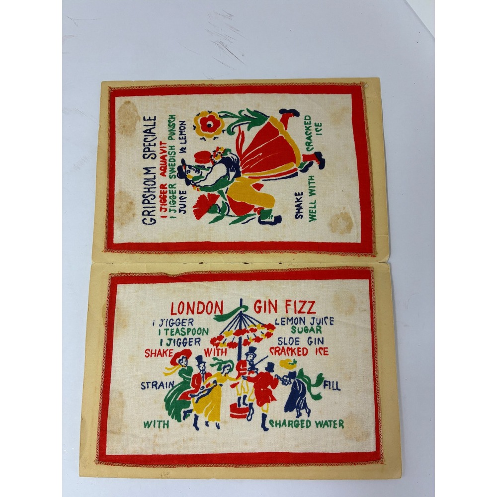 VTG Global Gaieties Cocktail Set in Original Booklet 6 Recipe Napkins MCM - Picture 3 of 5
